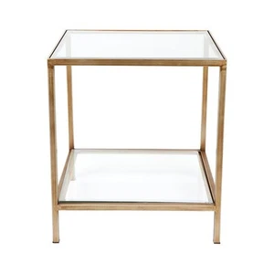 NEW Cafe Lighting Cocktail Glass Square Side Table Antique Gol - Picture 1 of 3