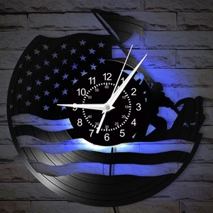 USA Flag Wall Clock, 12 Inch 7 Colors Luminous Marine Corps War Memorial Wall... - Bild 1 von 9