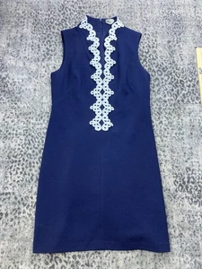 Vince Camino Damen Größe 6 Strukturiertes Kleid V-Ausschnitt Etuikleid Karriere Reißverschluss hinten Marineblau - Bild 1 von 8