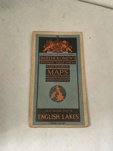 Vintage Ordnance Survey Contour Map Bartholomew’s Sheet 34 English Lakes - Foto 1 di 3