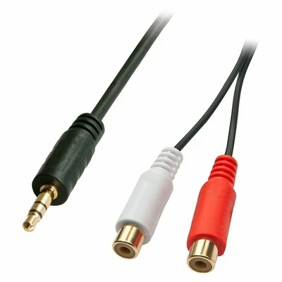 WIDESKALL 6 FT 3.5mm Stereo Male to 2 RCA Dual Audio Female Adapter Speaker Cable Black