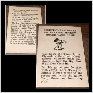 1934 MICKEY MOUSE KEGEL KARTENSPIELREGELN SEHR SELTEN FRÜH DISNEY !!! - Bild 1 von 3