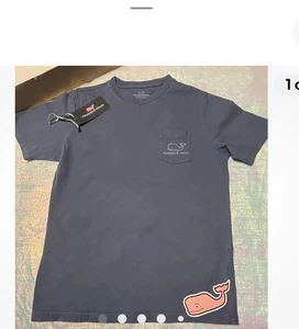 Vineyard Vines Boys Blue Whale Tee Shirt / Short Sleeve Pocket Med 12/14 - Picture 1 of 1