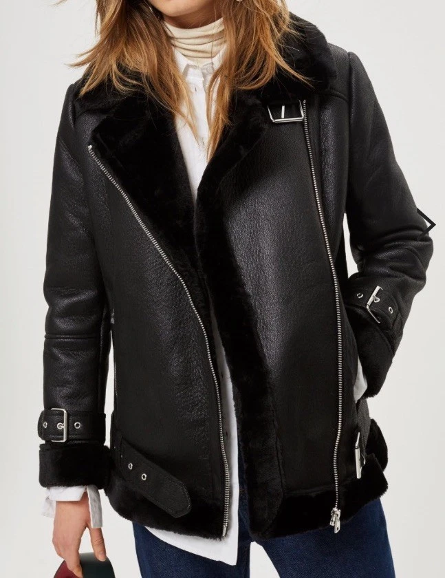 CHAQUETA MOTERA TOPSHOP IMITACIÓN PIEL DE OVEJA NUEVA CON ETIQUETAS TALLA US 2 UK 6 EU 34 $160 Foto 1 de 4