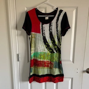 Vestido Camiseta Simply Art By Dolcezza Abstracto Manga Corta Talla Pequeña - Imagen 1 de 7