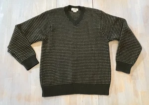 Suéter J Crew Vintage Para Hombre Talla XL Verde Lana de Cordero Cuello en V Patrón Ojo de Pájaro - Imagen 1 de 7