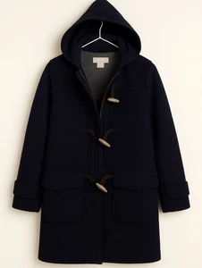 J Crew dunkler Damenmantel mit Kapuze und Knebelreißverschluss Jacke Größe M - Bild 1 von 3