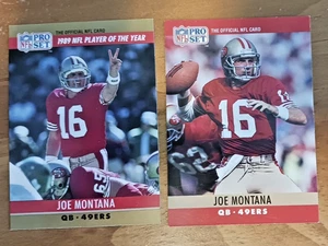 Joe Montana 1990 Pro Set Cards NFL Player Of The Year #2 & #293 -NM - Picture 1 of 2