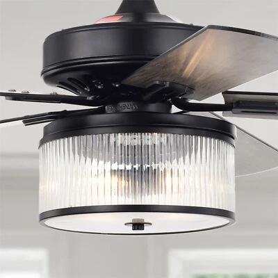 Elvira 52 Inch Matte Black Finish Ceiling Fan with Remote - Image 1 of 4