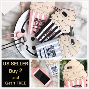 3D iPhone Case Silicone Cartoon Ice Cream Cup Cake For 6 6s 7 8 Plus - Picture 1 of 4