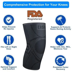2 Knee Sleeve Compression Brace Knee Support Sport Joint Pain Arthritis Relief - Picture 1 of 20