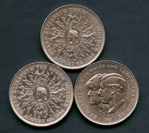 3 Of Great Britain 1 Crown Coins 1980 1980 & 1981 - Picture 1 of 2