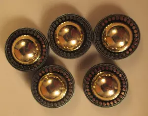 Brass and Silver Vintage Button Covers 5 pcs @ 1" wide each - Picture 1 of 4