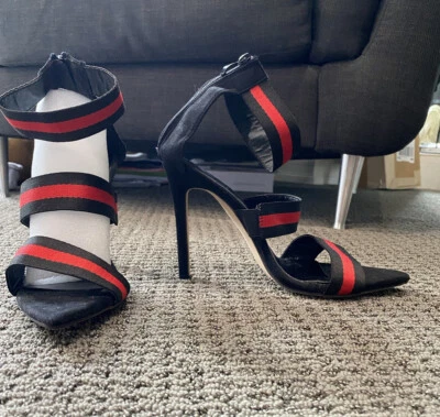 СОВЕРШЕННО новый черный и красный в полоску Stiletto - размер 8/8,5 - Изображение 1 из 2