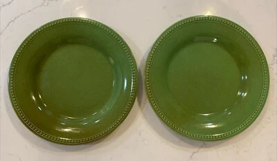 Set of 2 Pier 1 Imports Spice Route Jade Dinner Plates 10.5" Beaded Rim NEW - Image 1 of 4