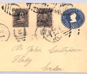 USA TRANSTALANTIC Cover 8c+13c HARRISON (1902) 5c Stationery SWEDEN Floby YU114 - Picture 1 of 8