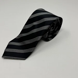 Donald J Trump Signature Silk Black Silver Striped Neck Tie L 60” W 3 1/4” - Picture 1 of 4