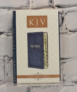 Dark Blue Faux Leather Giant Print King James Version Bible with Thumb Index - Imagen 1 de 7