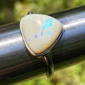 Natural Solid Handmade Australian opal adjustable sterling silver ring - Photo 1/4