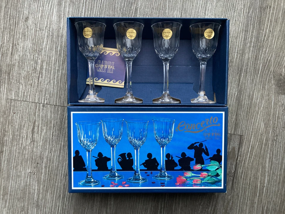 4 Gläser CAPRI CRYSTAL CONCERTO Likörkelche OVP