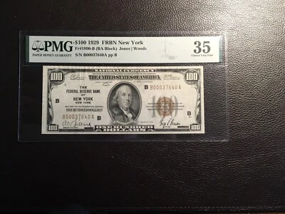 100.00 1929 FRBNote NY New York PMG 35 Choice very fine - Image 1 of 2