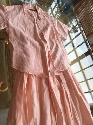 De colección Polo Ralph Lauren Niñas Falda con Blusa Bordada Conjunto Lino Melocotón 8 Usado en Excelente Condición Foto 1 de 4