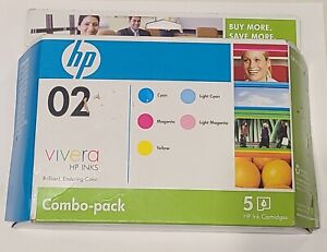 Genuine HP 02 Ink Cartridge Color Combo 5-Pack CC604FN Sealed