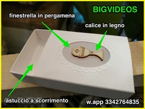 SCATOLA COMUNIONE SCATOLINA PORTACONFETTI CALICE IN LEGNO 20PZ ASTUCCIO BIANCO - Foto 1 di 1