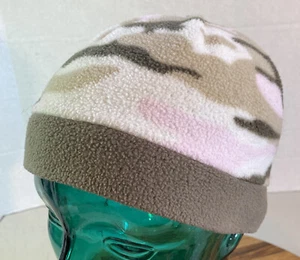 YOUTH GIRLS COLUMBIA FLEECE CAMO WINTER BEANIE HAT PINKS/BROWNS SIZE L/XL VGC 14 - Picture 1 of 2