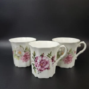 Vintage Royal Grafton Mugs (3) Wild Rose Patterns Fine Bone China England - Picture 1 of 7