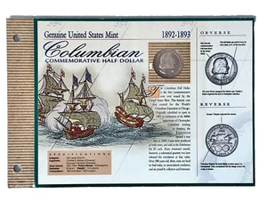 Genuine U.S Mint 1893 Columbian Commemorative Silver Half Dollar In Certificate - Picture 1 of 12