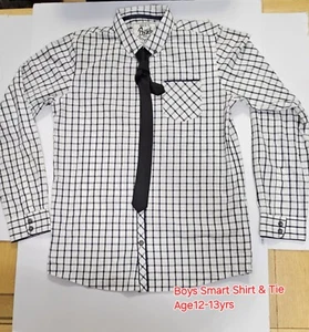 Boys Smart Shirt & Tie Age12-13yrs Long Sleeves Checked - Picture 1 of 6