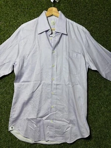 MENS LARGE Peter Millar Button Down Purple and Black Stripe Collared Barrel Cuff - Picture 1 of 10