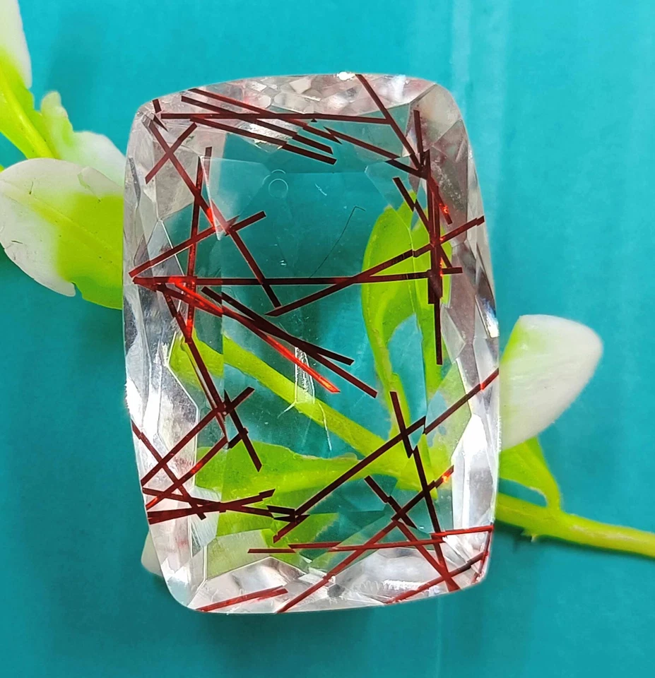 Natural Red Rutilated Quartz 76.45 Ct Faceted Cushion Cut IGL Loose Gemstone EAD - Image 1 of 4