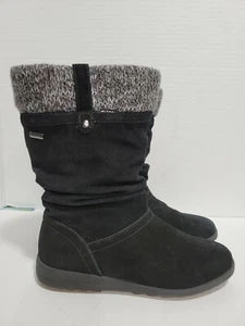 COUGAR BLACK LEATHER FAUX FUR WATERPROOF WINTER SNOW LADIES 7M BOOTS - Picture 1 of 7