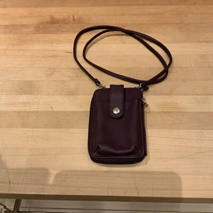 Purple Leather Silver Phone Case Wallet Crossbody Satchel Front Pocket Strap - Picture 1 of 8