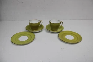 ADDERLY Teacup & Saucer Set of 6 Pcs Yellow w/ Gold Trim Bone China England - Picture 1 of 14