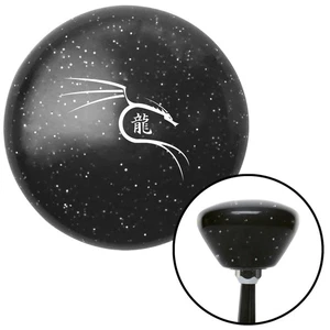 White Dragon Symbol Black Retro Metal Flake Shift Knob w/ M16x1.5 Insert Auto - Picture 1 of 16