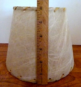 Small Mid-Century MCM Retro Fiberglass Lamp Shade Laced Edge Clip-On 6" tall - Picture 1 of 5