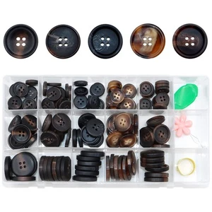 133PCS Mixed Sewing Buttons, Round Resin Button 4-Hole Craft Buttons, with St... - Picture 1 of 7