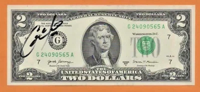 Christian Yelich Autographed Currency $2 Signed JSA Milwaukee Brewers Baseball - Image 1 of 3