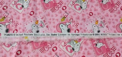 Peanuts SNOOPY & Woodstock Valentine's Day 100% Cotton Fabric White/Pink 1/2 Yd - Image 1 of 4
