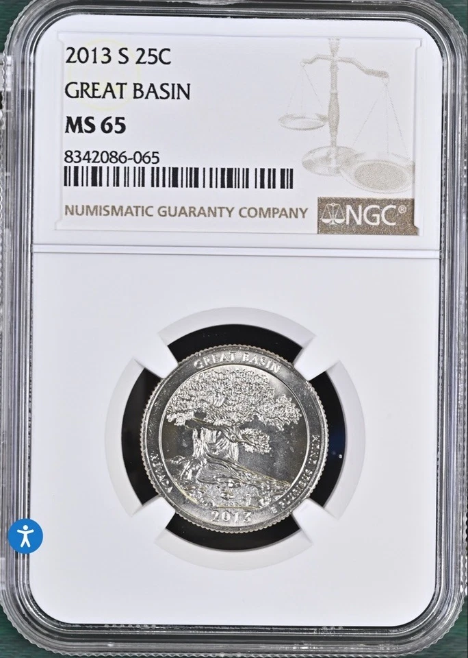 2013-S AMERICA QUARTER - GREAT BASIN - NGC - MS 65 - Image 1 of 2