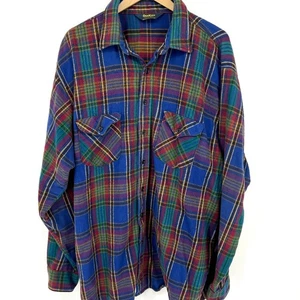 Vintage Oshkosh Flannel Plaid Double Pocket Button Up Heavy Duty Shirt XL - Picture 1 of 6
