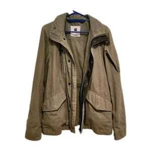 GStar Raw Jacket Driver Field Mens Packable Hood Khaki Pockets G Star RARE - Imagen 1 de 24