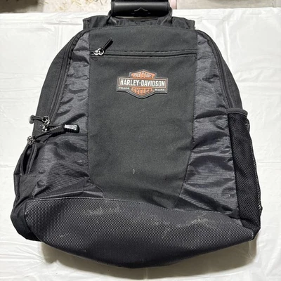 Mochila Harley-Davidson con gráficos de barra y escudo con correas ajustables - negra/naranja Foto 1 de 4