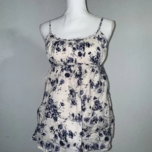 Y2K Babydoll Blumen ärmelloses Top Cottagecore schlicht Gr. M Fronttaschen - Bild 1 von 6