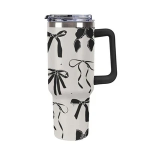 Large Capacity Car Cup 40 Oz Cute Black Bow Knots Stainless Steel Travel Tumb... - Picture 1 of 7
