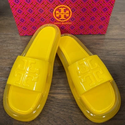 Corrediças de geléia bolha TORY BURCH em amarelo cítrico tamanho 9 novo na caixa - Imagem 1 de 4