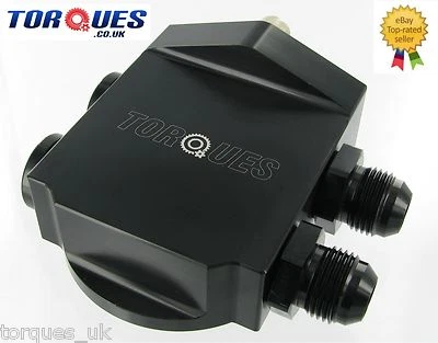 Alloggiamento filtro olio alluminio billetta remota Torques - NERO (AN-10 JIC-10) 3/4 UNF